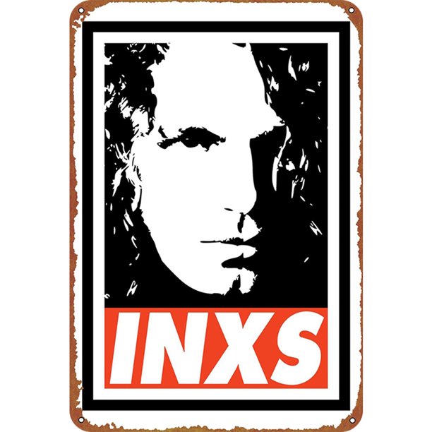 Placa Metal Vintage INXS Pintura Hierro Rectangular Arte Pared Del 20x30cm