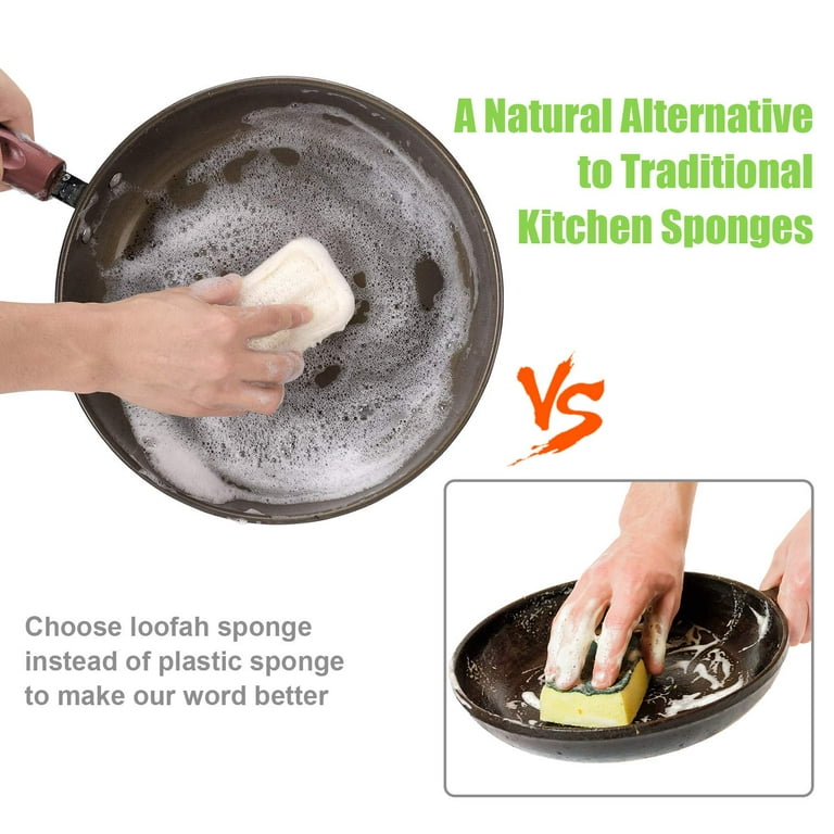 4Pcs Natural Dishwashing Sponges Loofah Sponge Dish Scrubber For