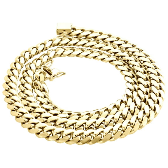 14K Yellow Gold Solid Miami Cuban Link Chain 8mm Box Clasp Necklace 24 Inches