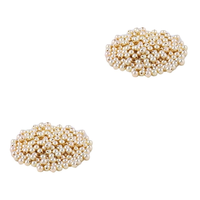 Matsuzay Cuentas espaciadoras de 200 piezas, bolas sueltas lisas sin costuras, fabricación de collares apilables, accesorios DIY, suministros para KC oro 2piezas