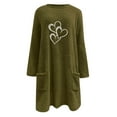 thumbnail image 4 of lcziwo Womens Fuzzy Fleece Sweatshirt Cute Heart Graphic Long Sleeve Crewneck Sherpa Pullover Loose Comfy Loungewear Thermal Tops with Pockets Big Sales Today Army Green S, 4 of 6