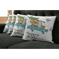 thumbnail image 2 of Ambesonne Christmas Throw Pillow Cover 4 Pack, Dog in Vintage Car, 18", White Multicolor, 2 of 6