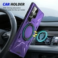 thumbnail image 2 of For Samsung Galaxy S25 Ultra Case, Hybrid Durable Protective Case with 360 Degree Rotatable Ring Stand Holder, Fit Magnetic Car Mount Wireless Charging, Hard PC Back Cover Shockproof Case, Purple, 2 of 8