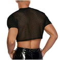 thumbnail image 3 of BinBiL Men's Mesh Fishnet Top Short Sleeve Sheer See Through T Shirt Fitted Muscle Blouse Clubwear Black XL(XL), 3 of 4