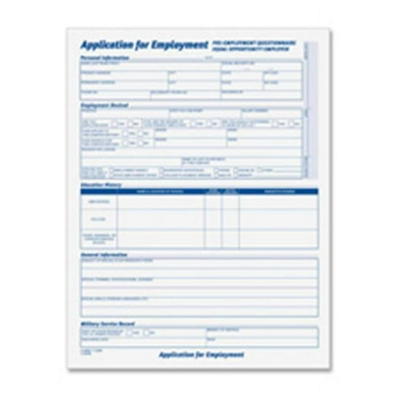 Employment Application Forms, 11 in. x 17 in., 25-PK, White-BE Ink