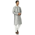 thumbnail image 2 of In-Sattva Men's Festive Rich Embellished Handcrafted Knee-Length Kurta Tunic; Silver Grey; SM, 2 of 6