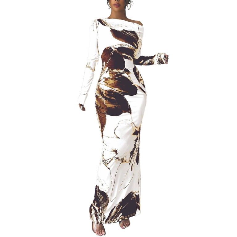 one shoulder long sleeve dress wedding guest Sheath Column Floor Length Party Dress Wedding Guest Dress Evening Gown Wedding Guest Dresses Elegant Daily Long Sleeve One Shoulder Formal with Ruched 2026