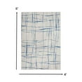 thumbnail image 1 of homeroots home decor 385862 4’ x 6’ Ivory and Blue Irregular Grids Area Rug, 1 of 1