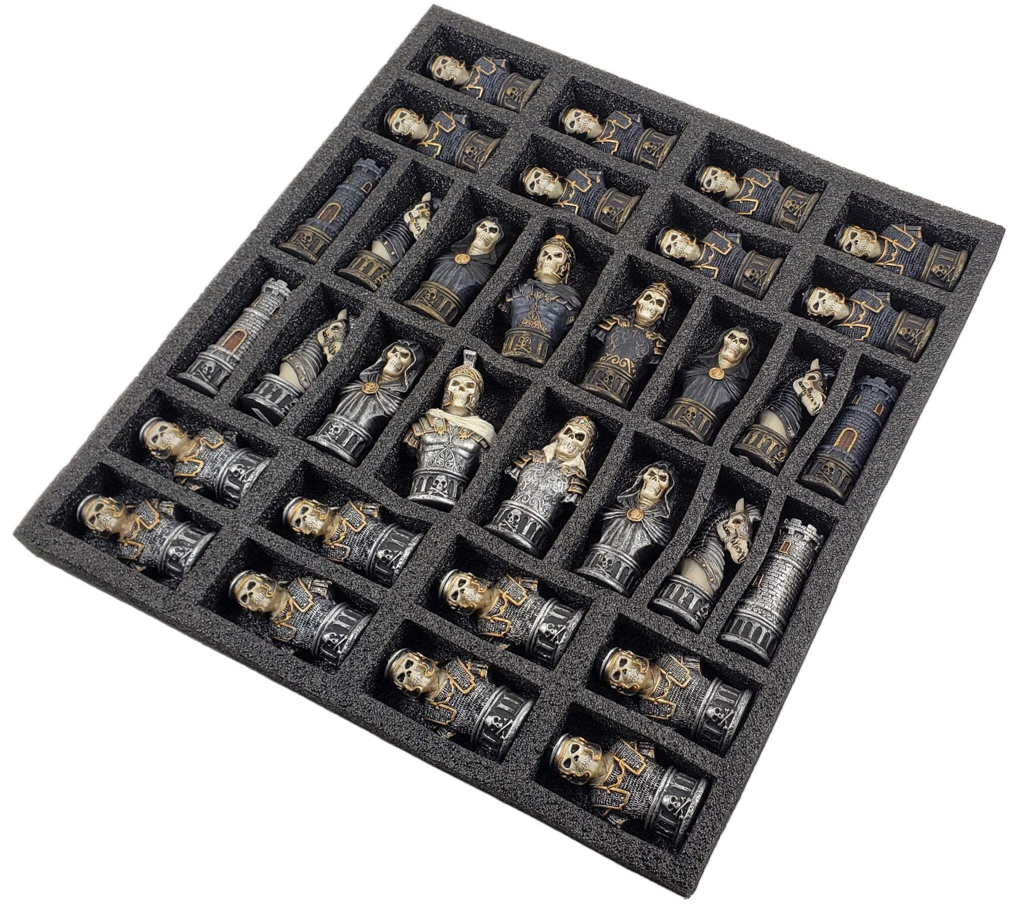 Medieval Times Skull Busts Gothic Fantasy Knights Chess Set 17" Maltese Board