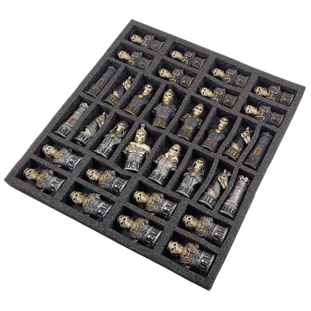 Medieval Times Skull Busts Gothic Fantasy Chess Set W/ 18