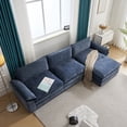 thumbnail image 4 of Sectional Sofa Chenille 3-Seat Sofa Couch with Ottoman, Modern Deep Sectional Sofa Comfy Upholstered L-Shape Sofa with Double Layer Seat Cushion for Living Room, Apartment, Office, Studio, Blue, 4 of 9