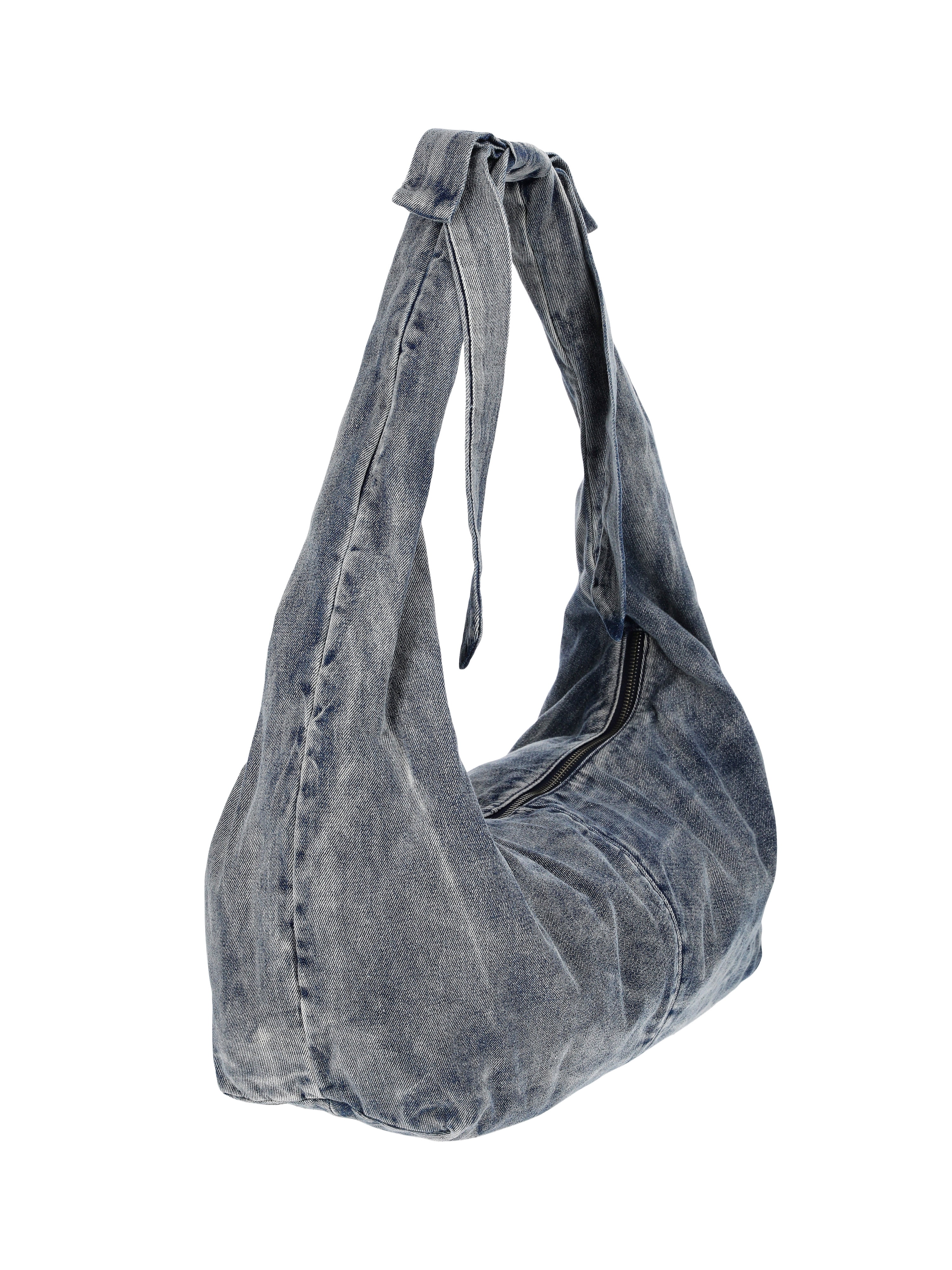 No Boundaries Women's Bow Hobo Bag, Blue Denim