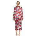 thumbnail image 4 of The Pioneer Woman Satin Notch Collar Top and Cropped Pants Pajama Set, Women’s, 2-Piece, 4 of 6