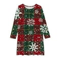 thumbnail image 2 of vdgthytj Girls Christmas Dress Kids Plaid Crewneck Long Sleeve A-Line Party Midi Dresses Fall Winter Clothes 4-14 Years, 2 of 5