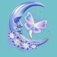 thumbnail image 2 of Girl's Lost Gods Airbrushed Half Crescent Moon  Graphic Tee Tahiti Blue Large, 2 of 4