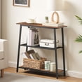 thumbnail image 2 of 30" Narrow Console Table, 3-Tier Small Entryway Table with Storage Shelves, Behind Couch Sofa Table, Hallway Table for Entryway, Foyer, Hallway, Living Room, Rustic Brown and Black, 2 of 7