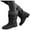 Black, variant on FRSASU Women Boots ,Women Boots Winter Buckle Strap Chunky Heels Slip On Ladies Footwear Shoes