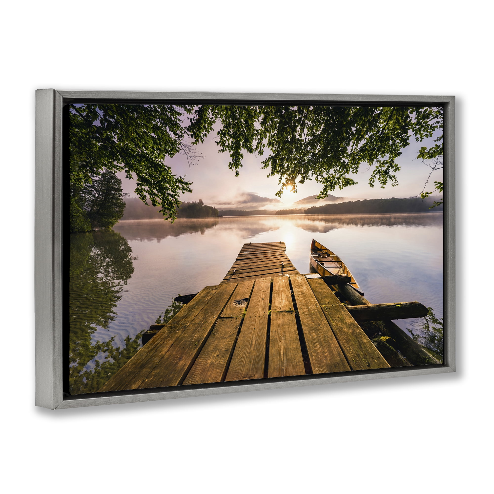 Stupell Industries Misty Morning Light on Lake Gray Framed Floater Canvas Wall Art, design by Jonathan Zaharek