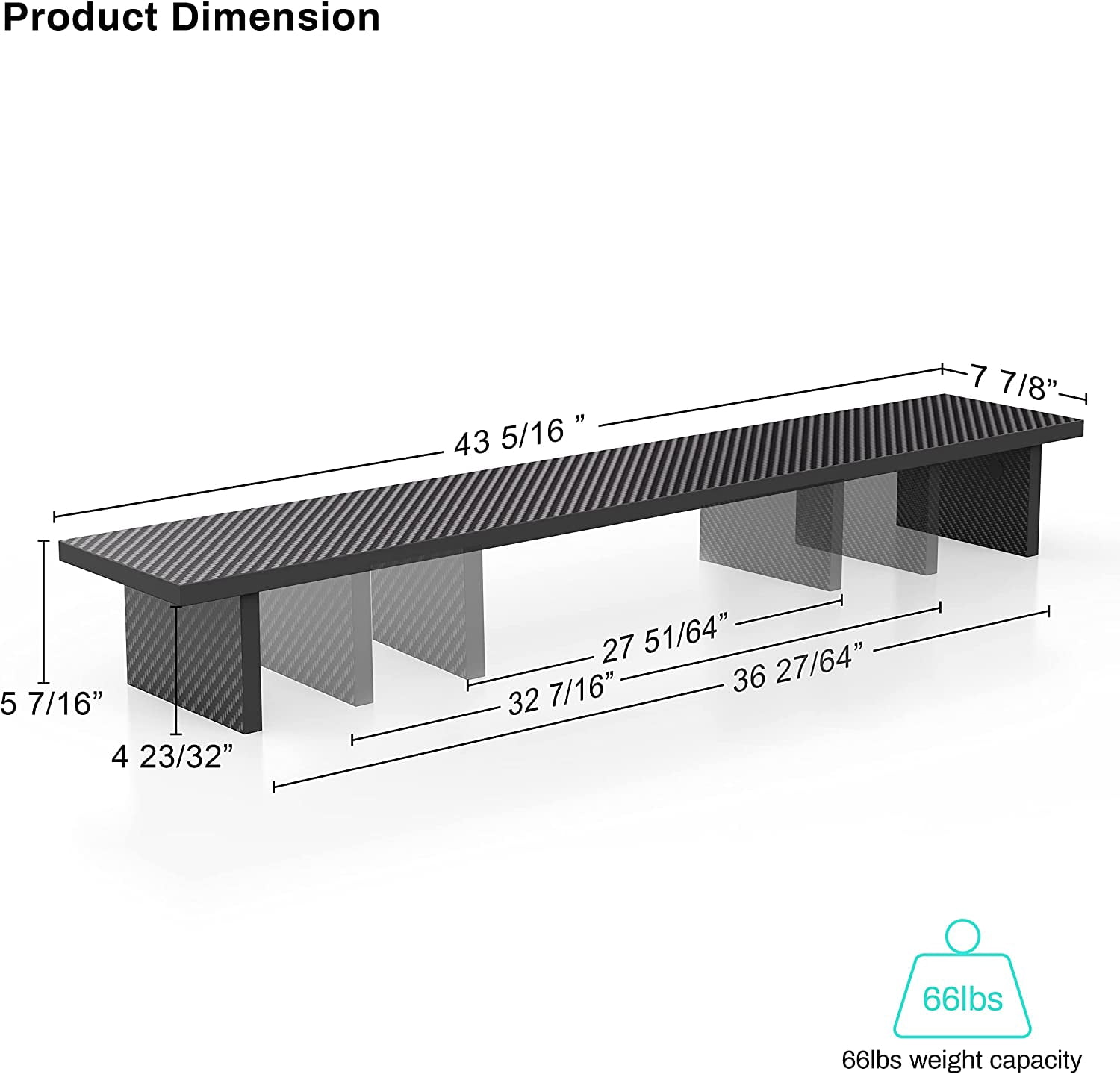 Dual Monitor Stand - Adjustable , Carbon Fiber Computer Monitor Riser for PC Laptop Desktop Organizer (Black)