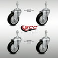 thumbnail image 2 of 4 Inch SS Black Polyurethane Wheel Swivel 10mm Threaded Stem Caster Set SCC, 2 of 2
