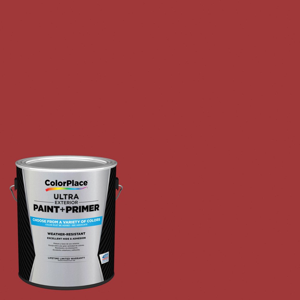 ColorPlace Ultra Exterior Paint & Primer, Crimson Red, SemiGloss, 1