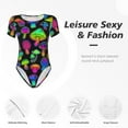thumbnail image 6 of Uemuo Bright Mushrooms Pattern Women's One Piece Short Sleeve Swimsuit Rash Guard Surfing Modest Quick-drying Swimsuit Beach Essentials-Medium, 6 of 9