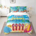 thumbnail image 2 of YST 7 Pcs Summer Shell Starfish Bed In A Bag Red Flip Flops Print Comforter Set King Hawaii Beach Ocean Bedding Sets Tropical Coconut Trees Sheet Set with Comforter, 2 of 5