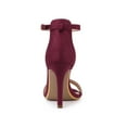 thumbnail image 2 of BLISSFUL STEP Women's Shoes Stiletto High Heels Ankle Strap Open Toe Faux Suede Sandals Burgundy 8.5, 2 of 8