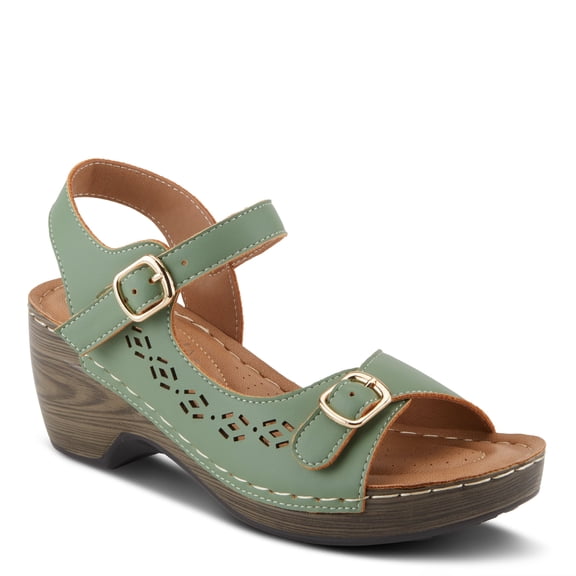 PATRIZIA SHANTAY Wedge Sandals with ankle strap buckle closures - Womens Casuals Sandals for Outdoor