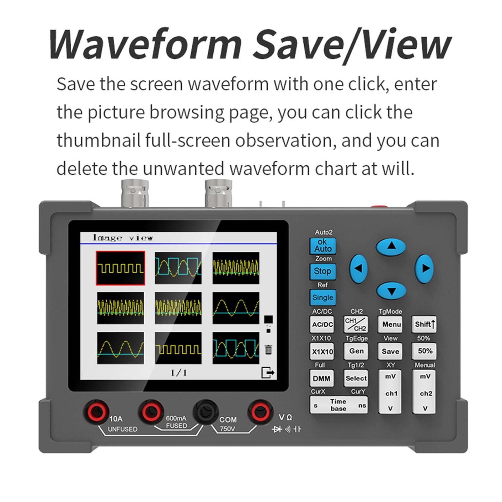 Oscilloscope Multimeter Signal Generator 3.2inch IPS Handheld Oscilloscope 120Mhz 250MSa/s Dual Channel Oscillometer ,Easy to Use