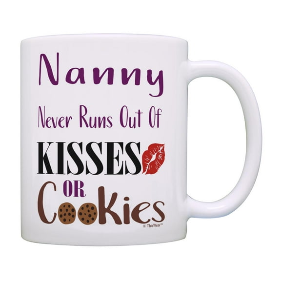 ThisWear Nanny Grandma Gifts Nanny Never Runs Out of Cookies Nanny Gifts Funny Coffee Mug
