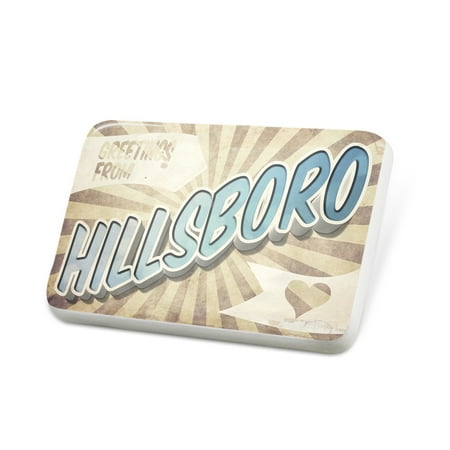 Porcelein Pin Greetings from Hillsboro, Vintage Postcard Lapel Badge – NEONBLOND