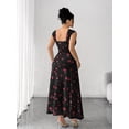 thumbnail image 2 of Black Rose Print Off-Shoulder Maxi Dress With Cinched Waist And Ruched Detail, 2 of 7