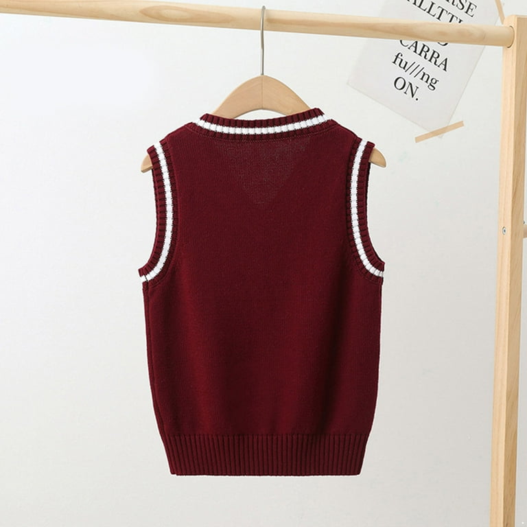 ZDHoor Kids Boys Girls Casual V Neck School Uniform Knit Sweater