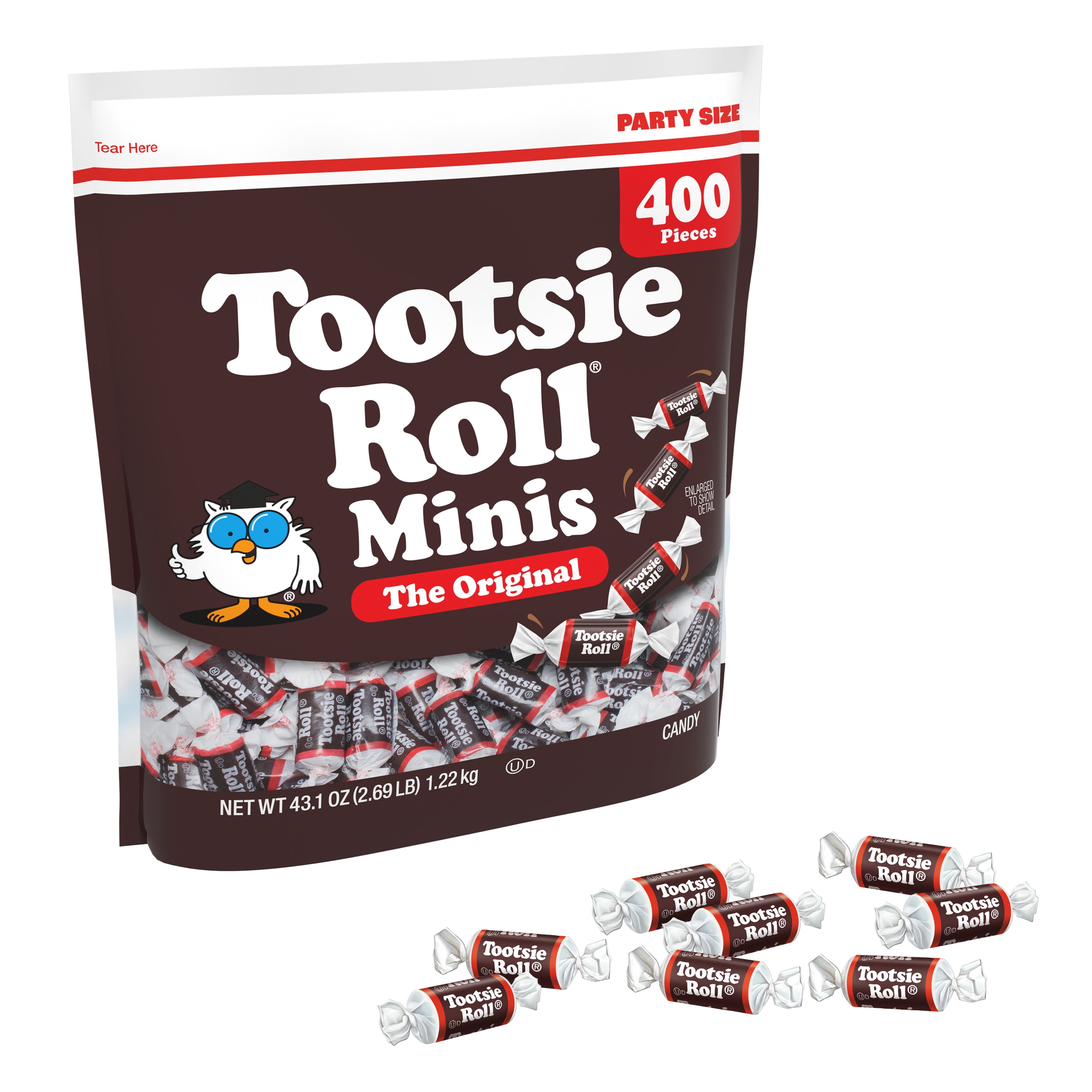(3 pack) Tootsie Roll, Midgees Chocolate Candy, 43.1 oz (400 Pieces), Peanut Free, Gluten Free, Contains Milk and Soy.