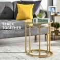thumbnail image 4 of HOMCOM Set of 2 Nesting Coffee Tables with Metal Base, Round Side Table with Tempered Glass Tabletop for Living Room, Bedroom, Gold, 4 of 10