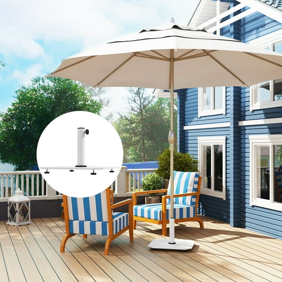 Outsunny Square Patio Umbrella Base, 41 lbs Metal Umbrella Stand Base with Adjustable Pads, Patio Umbrella Holder for 1.3"/1.5"/1.9" Poles, White