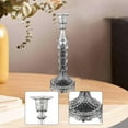 thumbnail image 6 of CoudarTitie Candlestick Holder Candle Stand Candleholder Metal and Glass Modern Retro Design Silver, 6 of 9