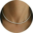 thumbnail image 3 of Nmkwnr Faux Pearl Choker Necklace Round Pearl Necklace Pearl Jewelry Gift for Women, Champagne, 3 of 6