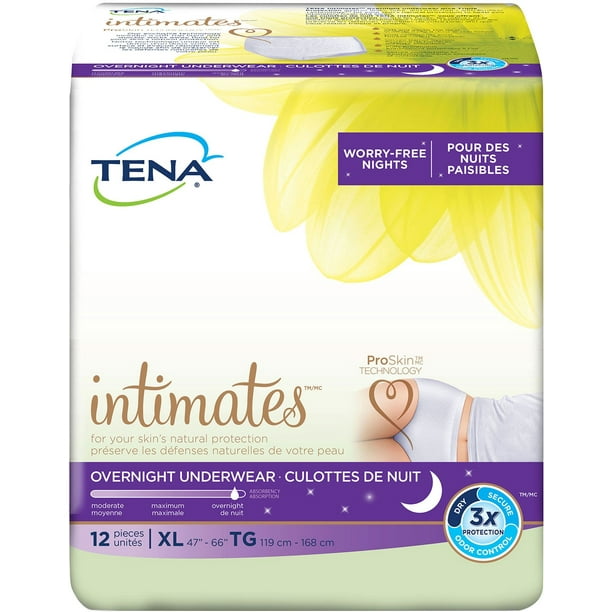 Tena Overnight Incontinence Underwear For Women, XL, 12 Ct, Pack of 4