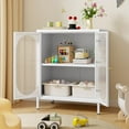 thumbnail image 4 of Small 2 Transparent Door Metal Storage Side Buffet Cabinet for Bed Room,Living Room,Entryway,Hallway,Home,Hotel,Office,Garage,Kitchen,1 Removable Shelf. (Transparent Door, White), 4 of 17