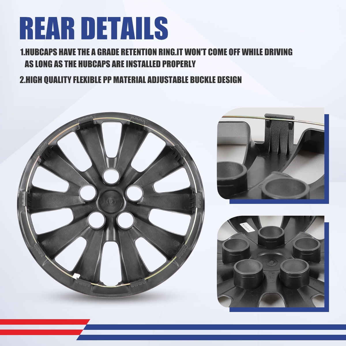 16 inch Set of 4 Hubcaps for Nissan Sentra 2013-2019,Wheel Rim Covers for Nissan Leaf 2011-2017,Snap on Installation,Silver Lacquer & Black Lacquer