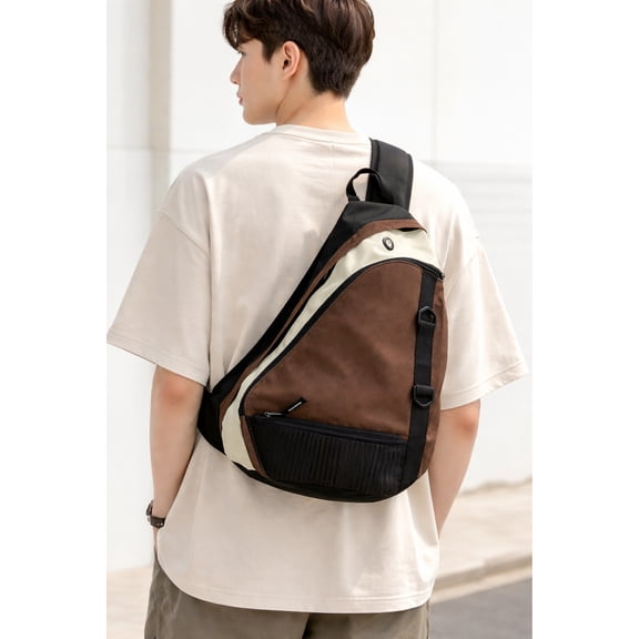 Toytexx Canvas Sling Backpack, Crossbody Shoulder Bag with Adjustable Strap, Multiple Zipper Pockets & Mesh Pocket, 46 x 35 x 13 cm, Brown