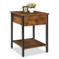 thumbnail image 2 of Lusimo Square Side Table Nightstand with Drawer Farmhouse End Table for Small Spaces 2-Tier Wooden Bedside Table with Steel Frame for Living Room Bedroom Rustic Brown, 2 of 7
