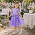 thumbnail image 6 of IPIO Toddler Girls Butterfly Mesh Dress, Princess Birthday Dress with Puff Sleeves for Summer Party, Everyday Wear 2t purple, 6 of 7