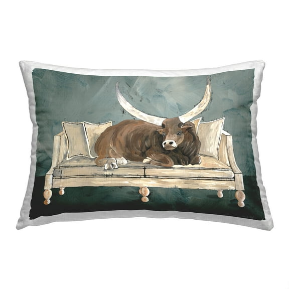Stupell Industries Longhorn on Couch Decorative Printed Throw Pillow, 14 x 20