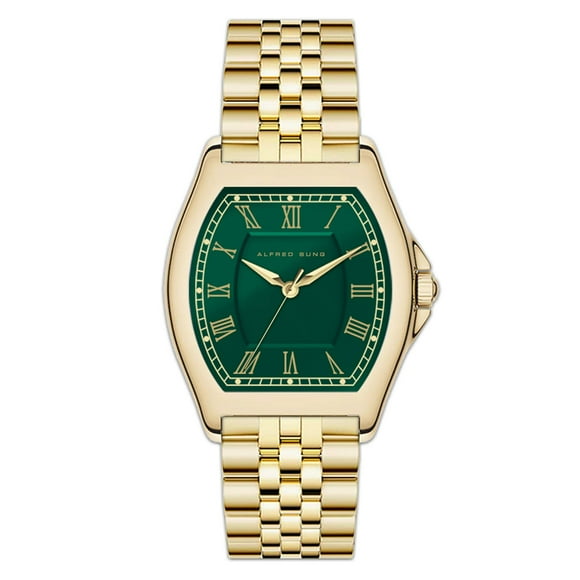 Alfred Sung Heritage Green dial Gold bracelet Ladies watch