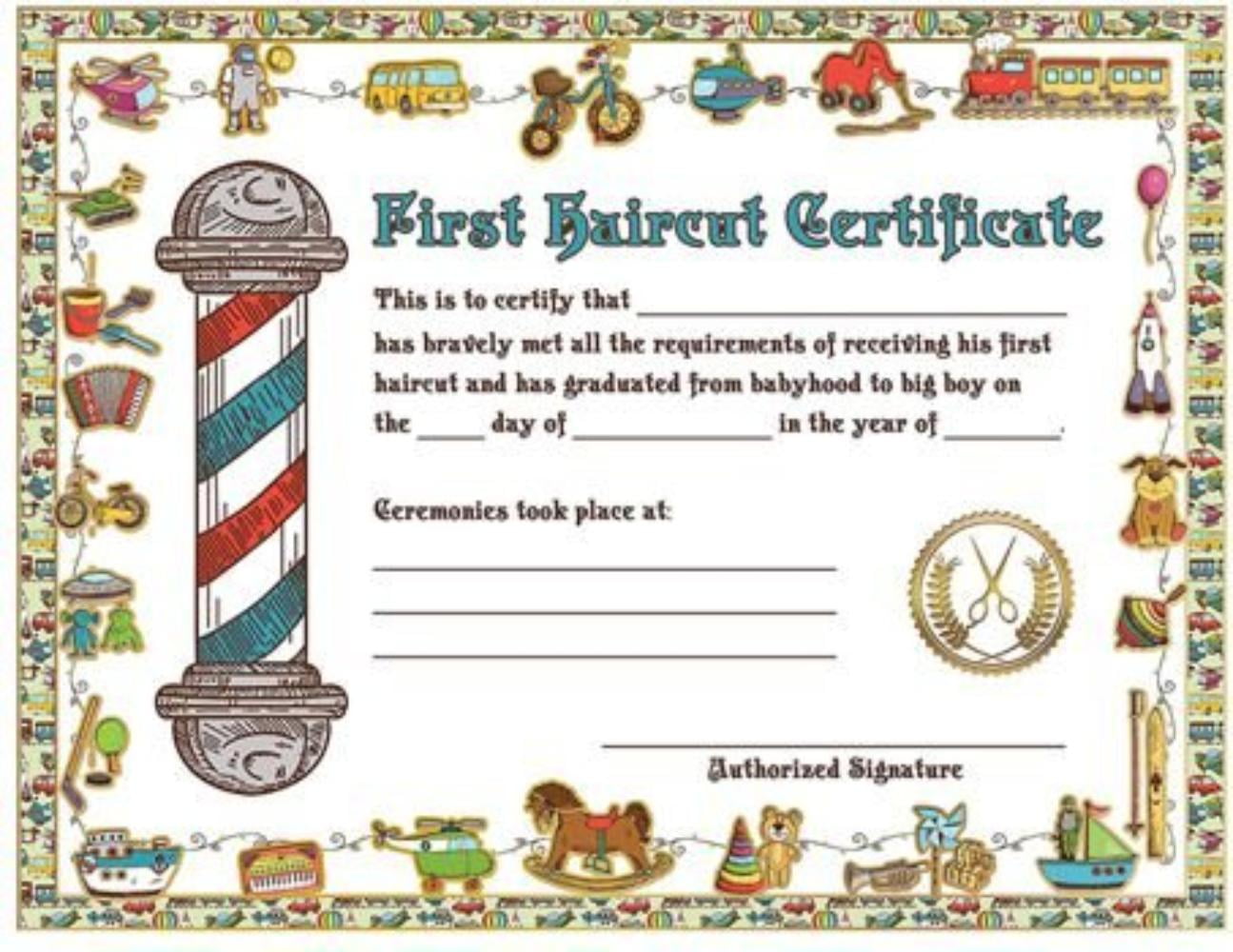 36 count new style Kids First Haircut Certificates 