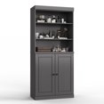 thumbnail image 5 of 100% Solid Wood 32" Bathroom Cabinet with Solid Doors, 2-Drawers and Adjustable Shelves, 5 of 6
