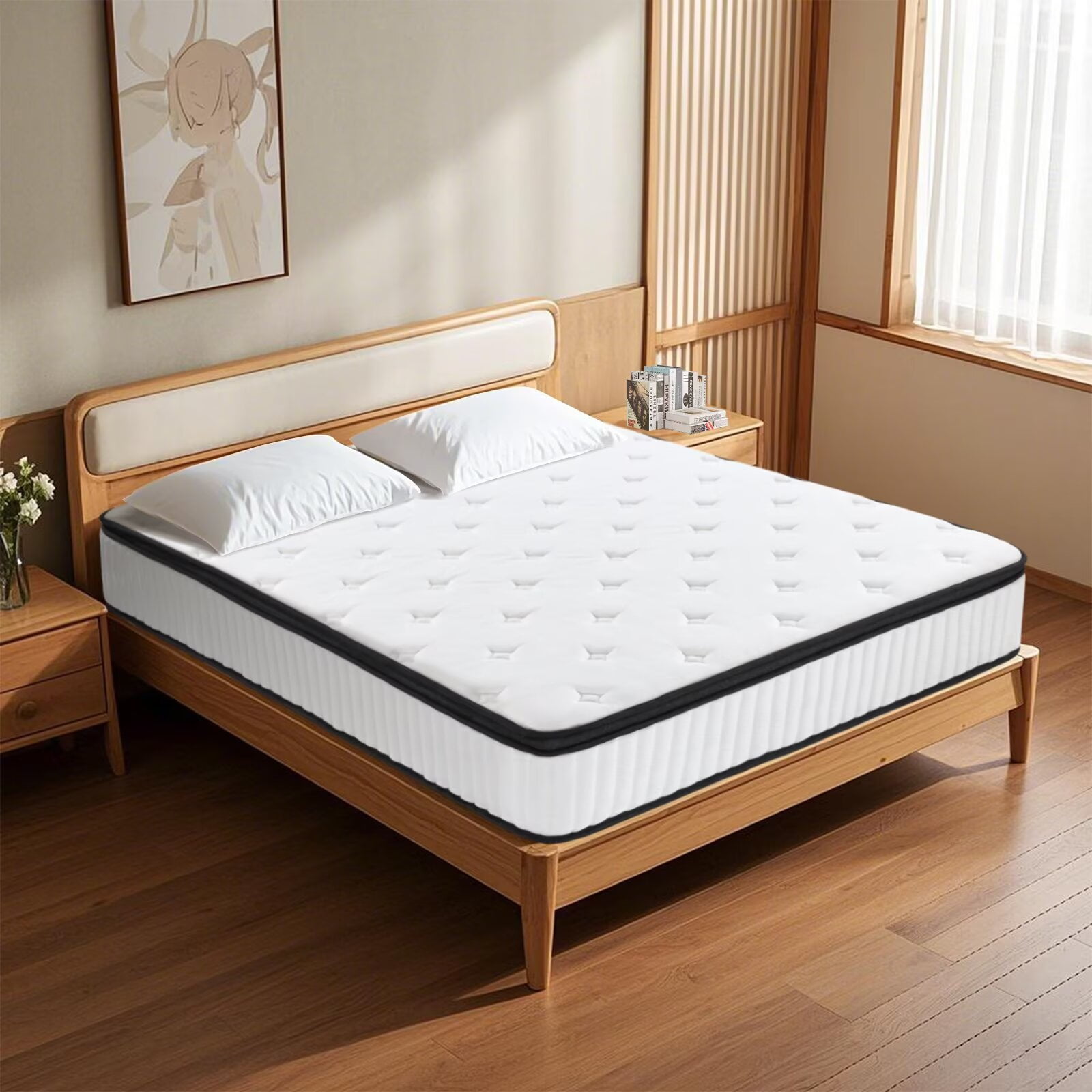 FULL Size Mattress, 12 Inch Foam Hybrid Mattress with Independent Spring, Medium Firm Mattress in a Box, Breathable and Pressure Relief, CertiPUR-US